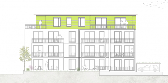 Neubauprojekt GRÜNE MITTE - Ansicht Süd