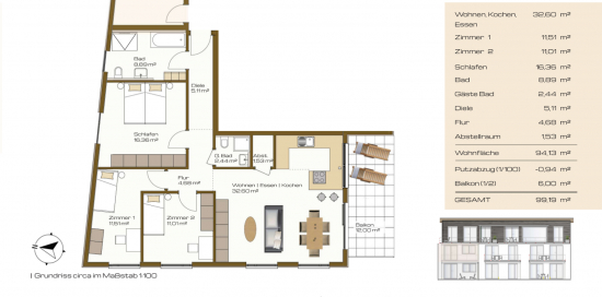 Neubauprojekt S42 - Grundriss WHG A6 | 4 Zimmer | OG