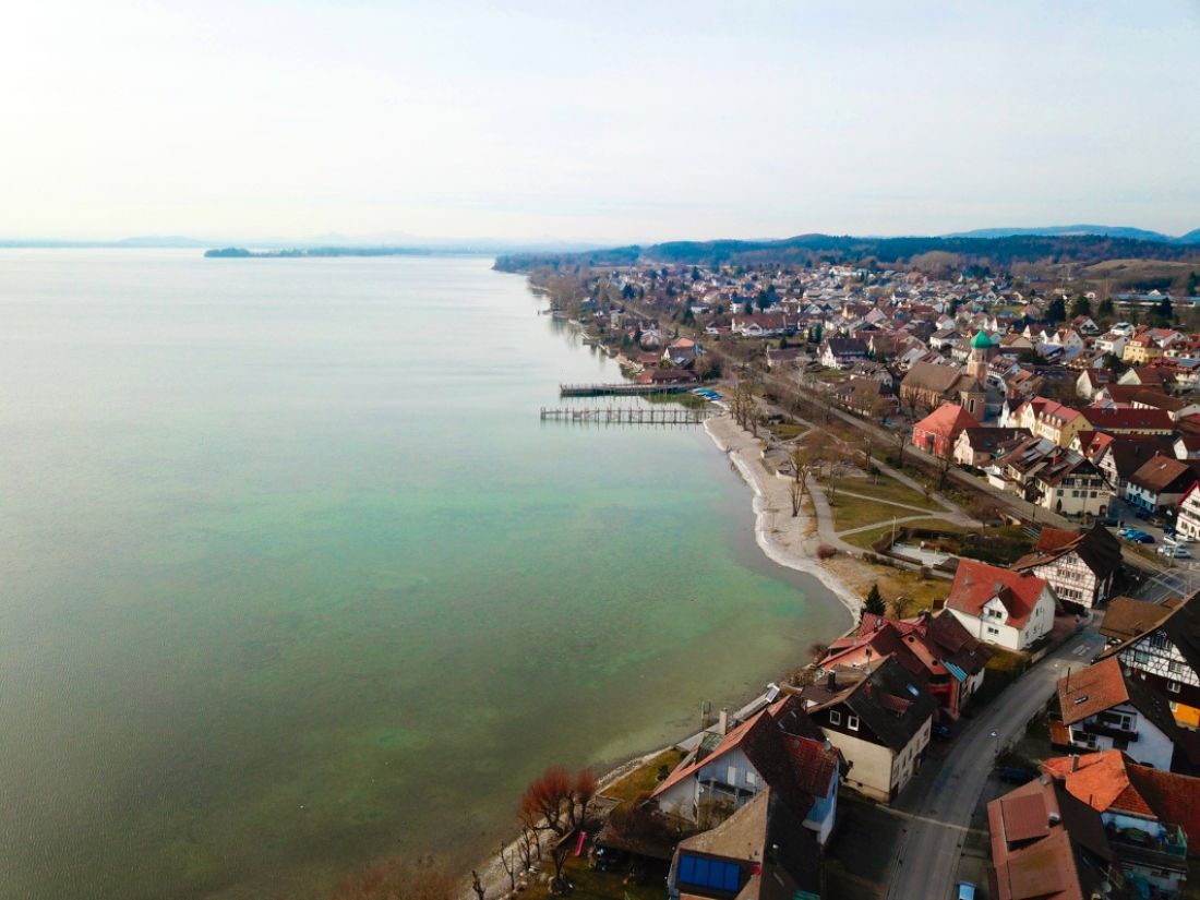 Blick entlang der Uferlinie von Allensbach - 05.03.2018